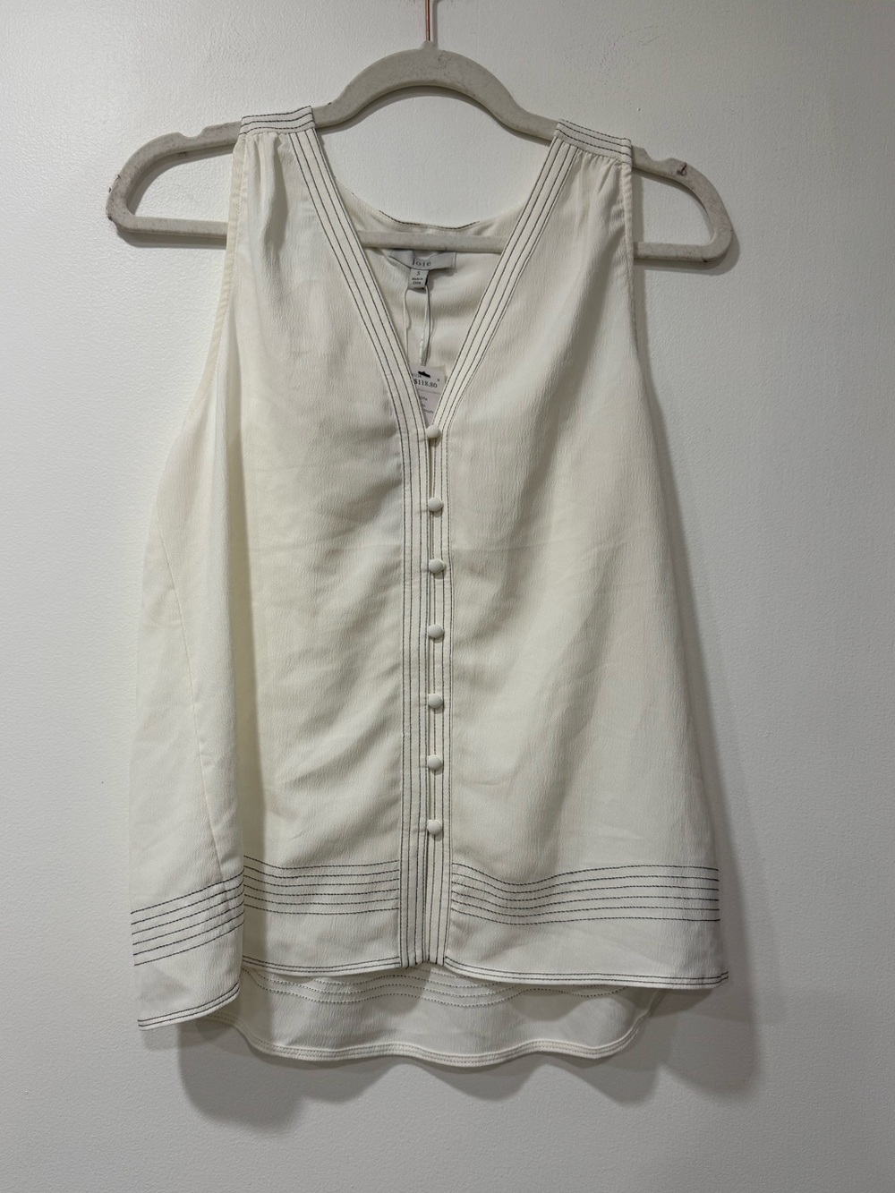 Joie Cream Sleeveless V-Neck Button-Front Camisole